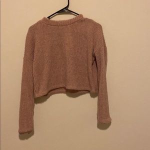 Light pink fuzzy cropped sweater